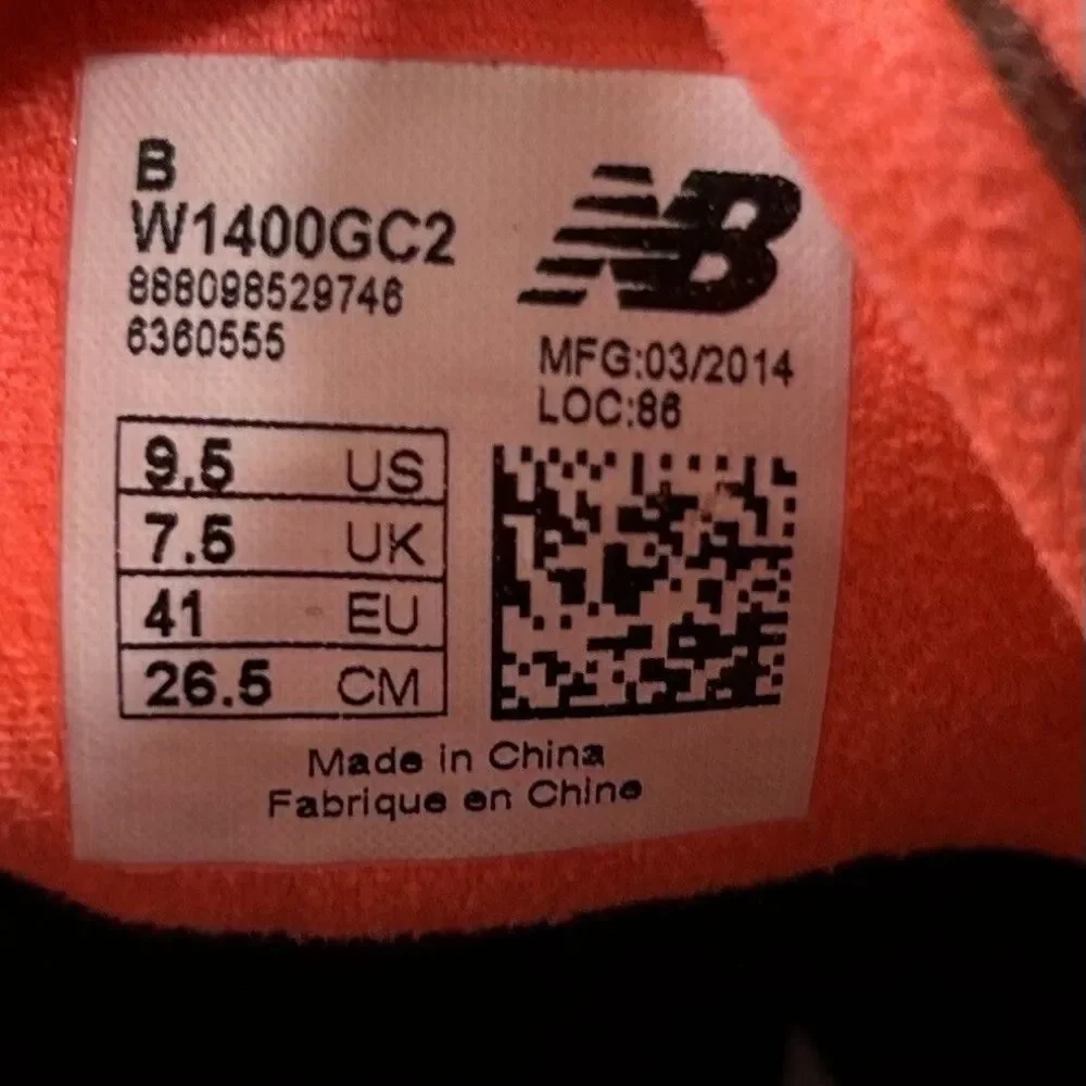 New Balance W1400GC2 Women’s Sz 9.5 Gray Coral Athletic Trail Running Shoes Used